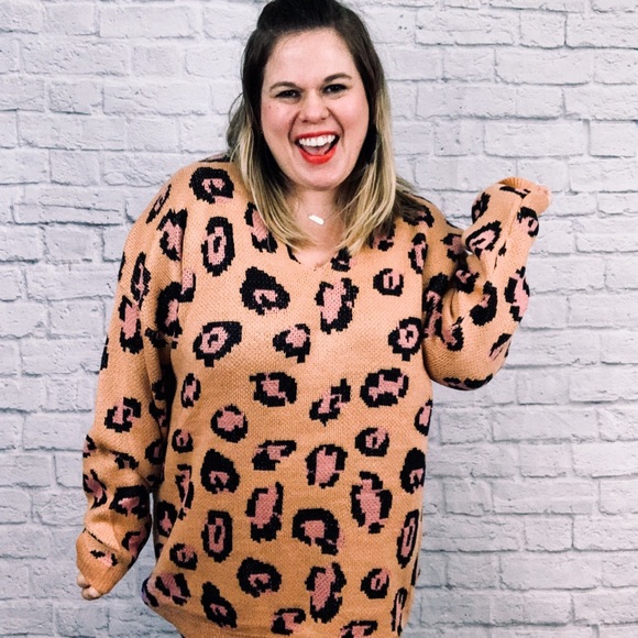 NWT Leopard Long Sleeve Knit Sweater - Picture 2 of 8